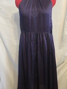 Club Monaco Silk Dress NWT Sleeveless Navy Dress With Daint Polka Dot Midi Dress